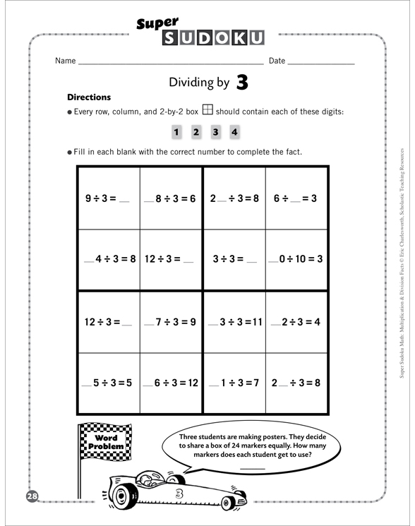 Super Sudoku Math Multiplication Division Facts By Eric Charlesworth
