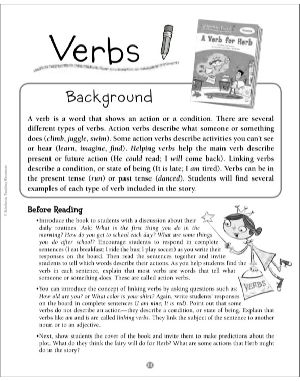 A Verb for Herb Grammar Tales MiniBook & Puzzles by