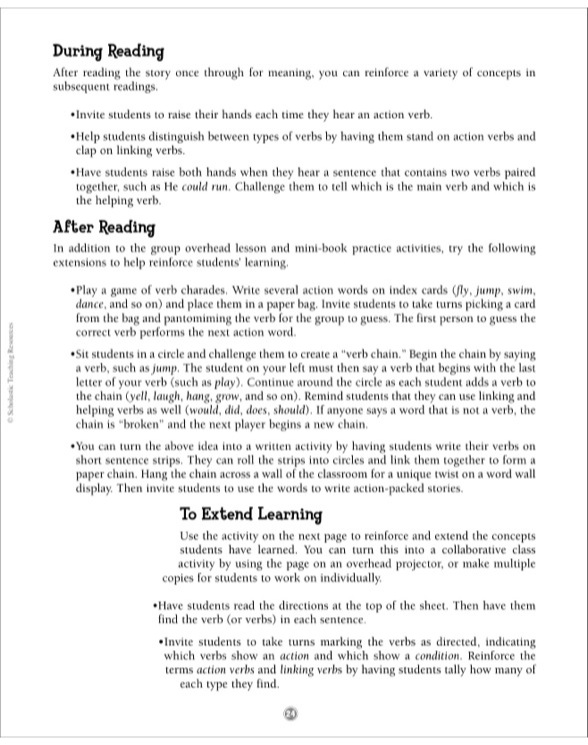 A Verb for Herb Grammar Tales MiniBook & Puzzles by