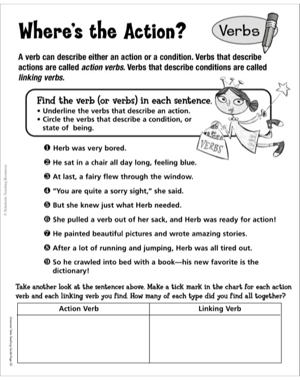 A Verb for Herb Grammar Tales MiniBook & Puzzles by