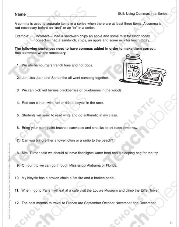 Commas Grade 5 Differentiation Pack by