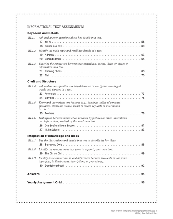 Week-by-Week Homework: Reading Comprehension Grade 1 by Mary C Rose