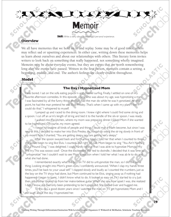 Memoir Leveled Graphic Organizers for Differentiated Instruction