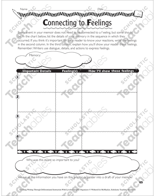 Memoir Leveled Graphic Organizers for Differentiated Instruction