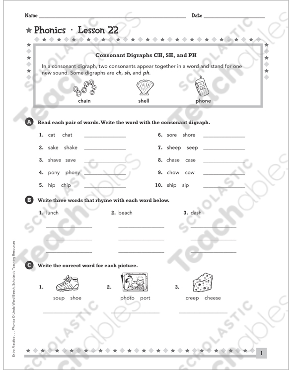 consonant digraphs ch sh ph th wh ng and gh phonics unit by