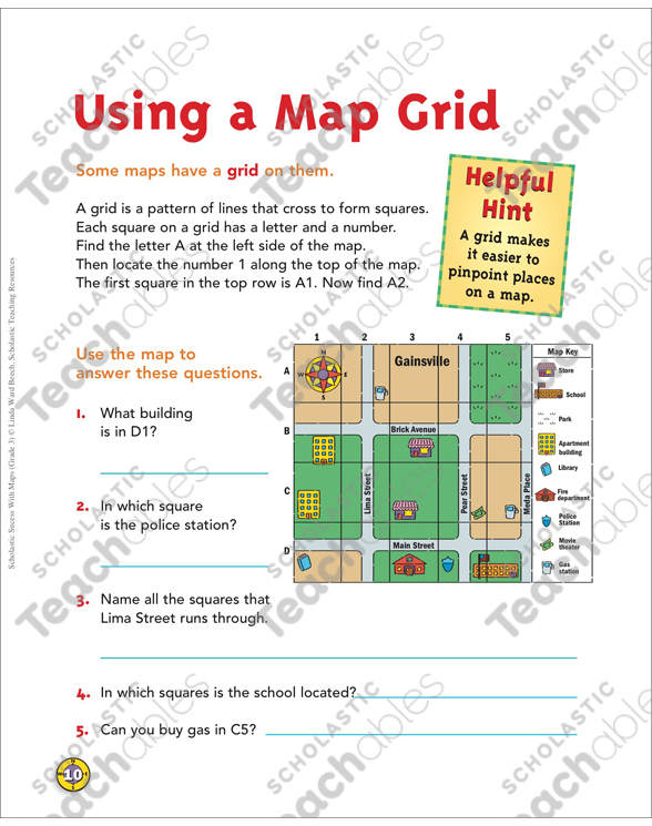 Using a Map Grid: Grade 3 Map Skills by