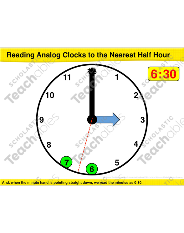 Reading Analog Clocks to the Nearest Half Hour: Math Lesson by