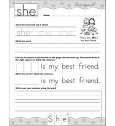 Interactive Practice Page (Sight Word: She): Write-and-Learn Practice ...