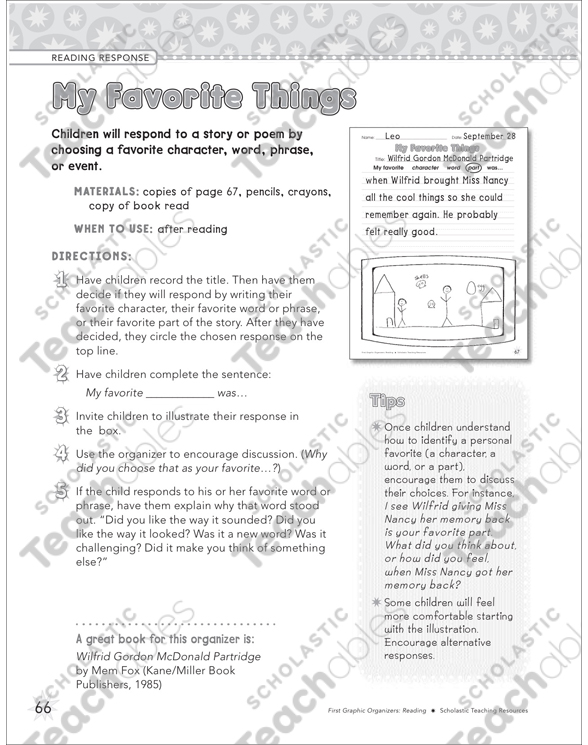 My Favorite Things Graphic Organizer Graphic Organizer By