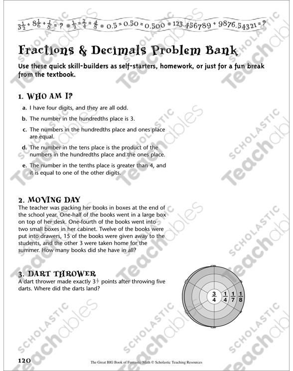 Fractions Decimals Problem Bank By - 