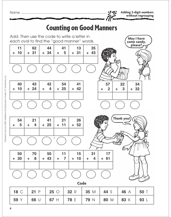 Scholastic Success With Addition Subtraction Grade 2 Workbook By