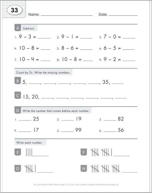 The Jumbo Book Of Math Practice Pages By Casey Lee Gonzalez