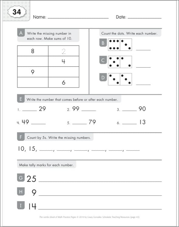 The Jumbo Book of Math Practice Pages by Casey Lee Gonzalez