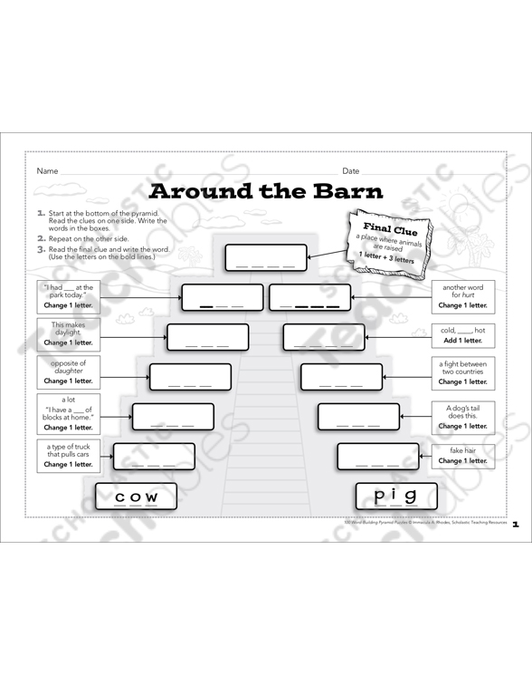 Around The Barn Word Building Pyramid Puzzle By