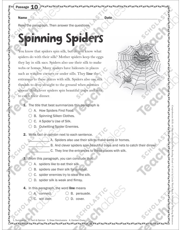 Spinning Spiders: Grade 4 Close Reading Passage by