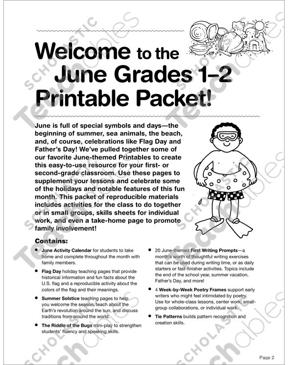 june grades 1 2 printable packet by