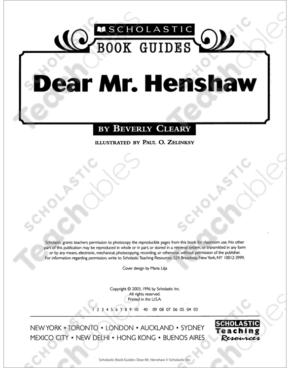 dear mr henshaw author
