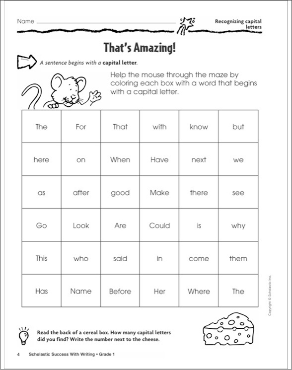 Scholastic Success With Writing: Grade 1 Workbook By