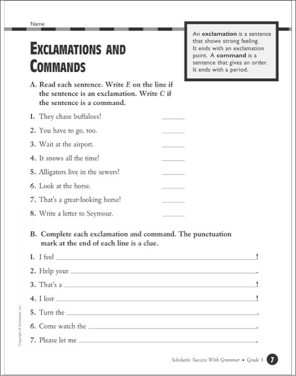 Scholastic Success With Grammar: Grade 3 Workbook By