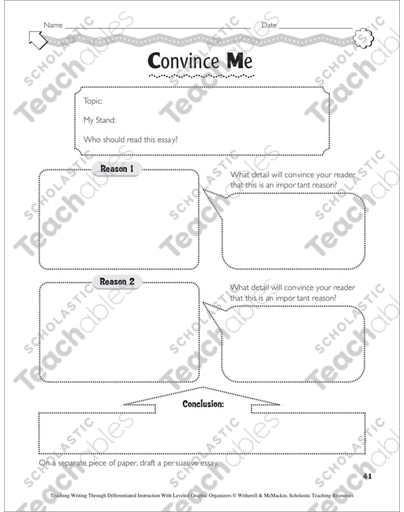 Persuasive Essay Nonfiction Writing Leveled Graphic Organizers For Differentiated Instruction 3594