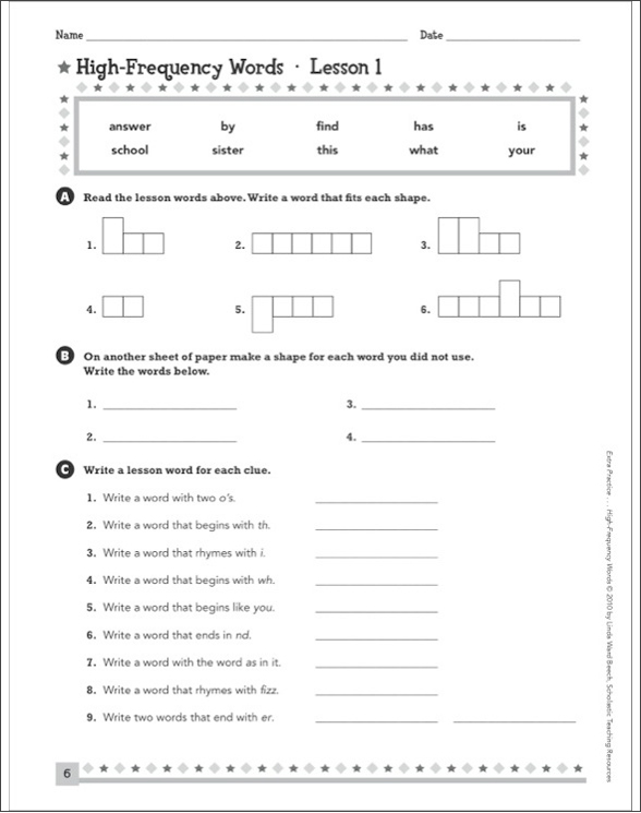 Extra Practice for Struggling Readers: High-Frequency Words by Linda ...