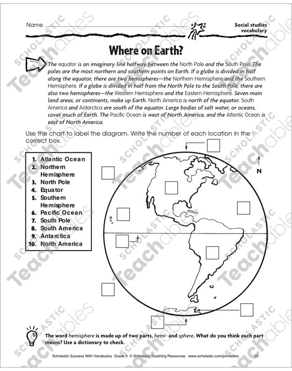 Where on Earth? (Social Studies Vocabulary): Grade 3 Vocabulary by