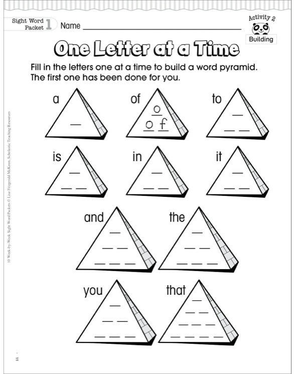 10 Week-by-Week Sight Word Packets by Lisa Fitzgerald McKeon