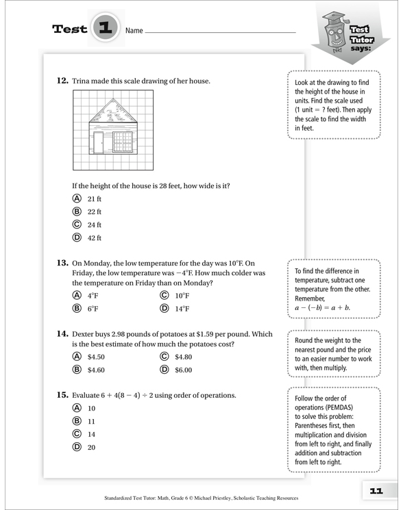Standardized Test Tutor: Math: Grade 6 by Michael Priestley