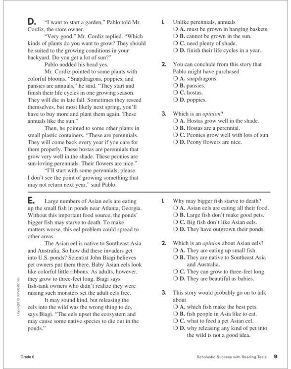 Scholastic Success With Reading Tests: Grade 6 Workbook by