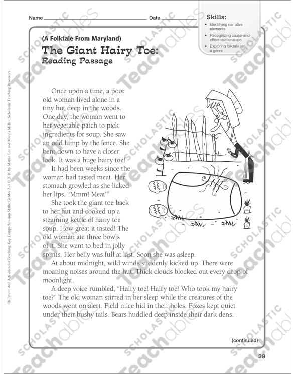 The Giant Hairy Toe (Folktale): Differentiated Comprehension Activity ...