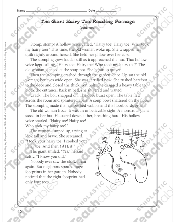 The Giant Hairy Toe (Folktale): Differentiated Comprehension Activity ...
