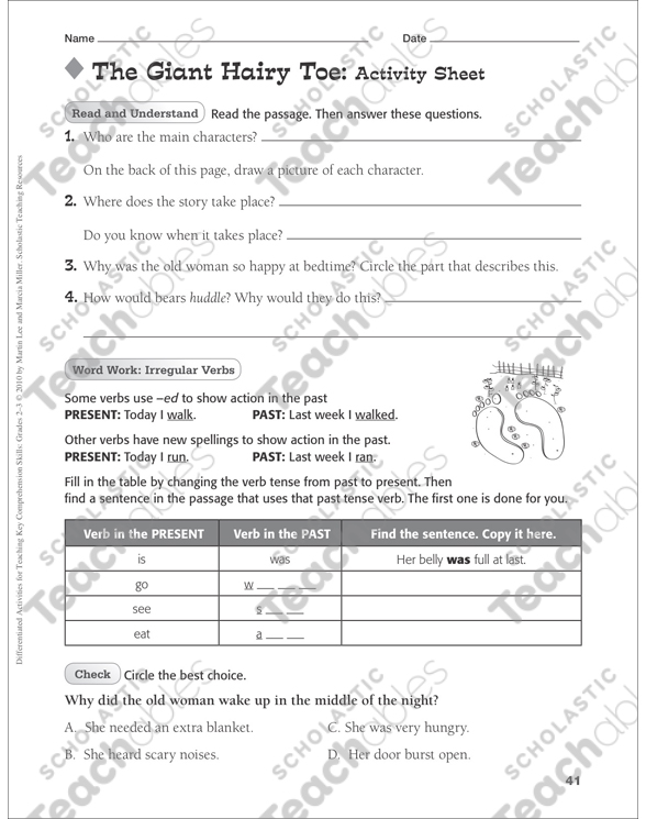 The Giant Hairy Toe (Folktale): Differentiated Comprehension Activity ...