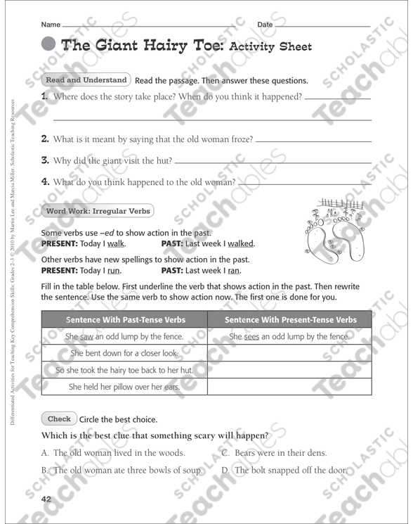 The Giant Hairy Toe (Folktale): Differentiated Comprehension Activity ...