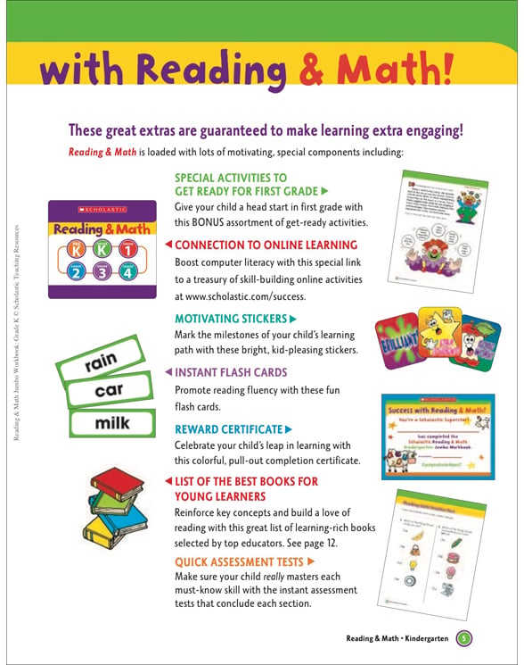 Reading & Math Jumbo Workbook: Grade K By