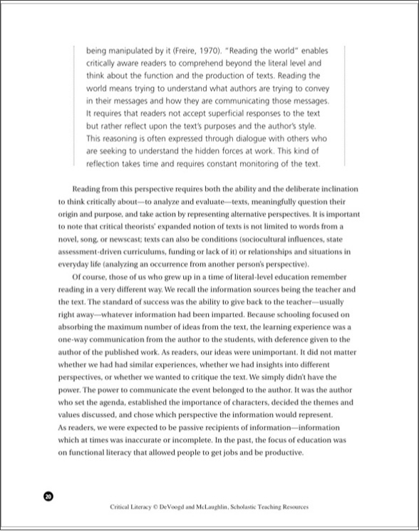 critical literacy enhancing students comprehension of text pdf