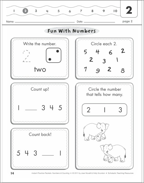 Instant Practice Packets: Numbers & Counting by Joan Novelli;Holly Grundon