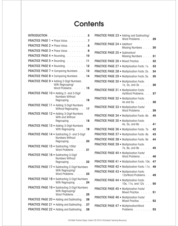 100 Math Practice Pages: Grade 3 by