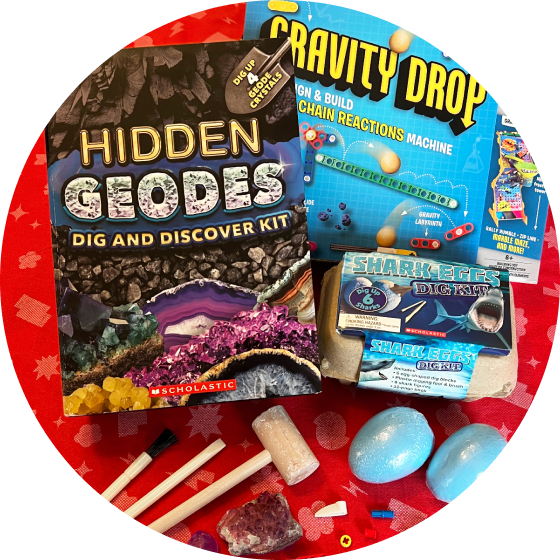 A Hidden Geodes activity kit lays out on a table