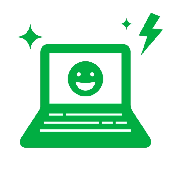 An icon of a smiling face on a laptop computer