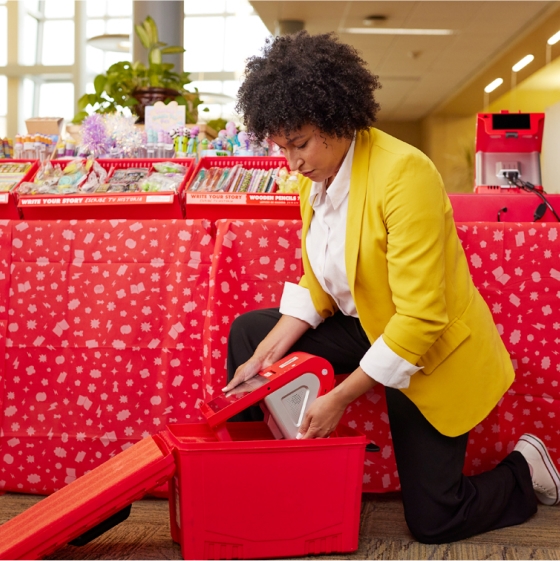 A Book Fair Host packs up a Register
