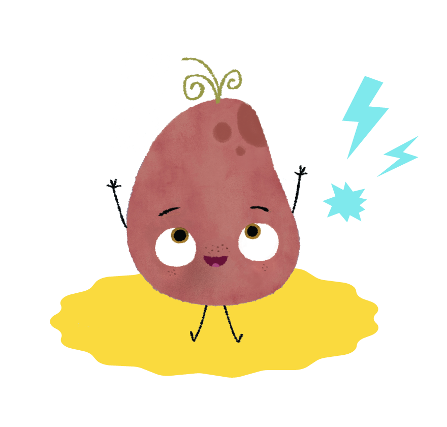 The Couch Potato character on a festive background