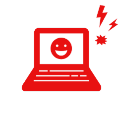 Laptop with smiling face on screen icon 