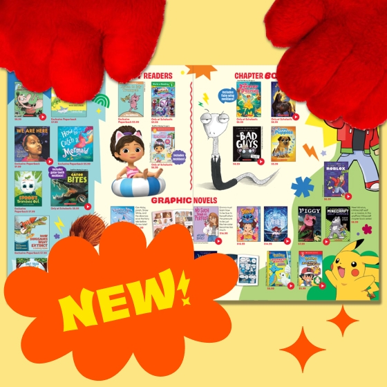 Clifford's paws surround a Book Fair Book List 