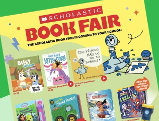 A Scholastic Book Fair book flyer showcasing seasonal offerings 