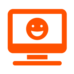 computer screen with smiley face icon