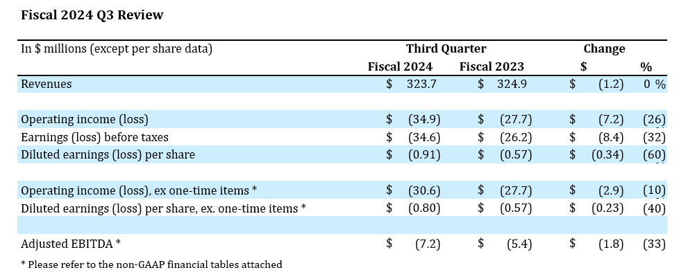 Fiscal 2024 Q3 Review Chart