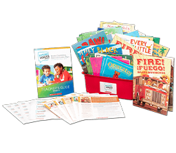 Instructional libraries like Rising Voices come with family guides, resources, and featured individual titles.