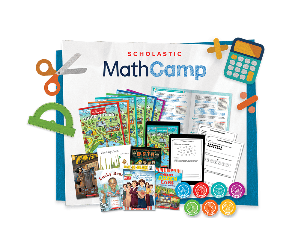 Scholastic MathCamp literacy collections feature books, guides, and more based on the 7-strength framework.