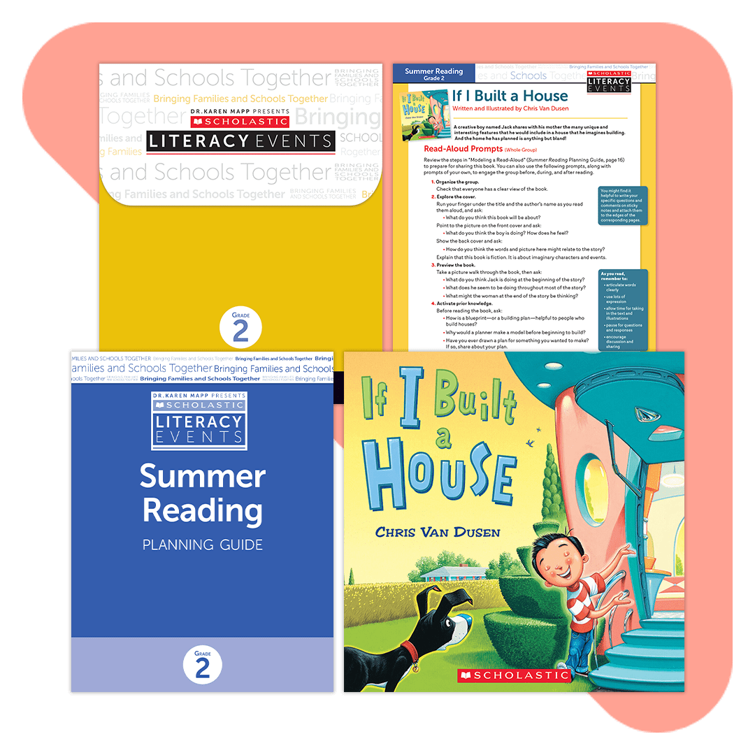 Scholastic Literacy Events Summer Reading family engagement kit with 3 high-interest books, activities, planning guide, & more. 