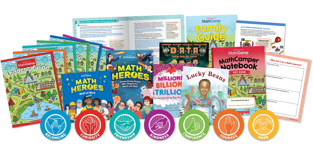 Scholastic MathCamp literacy collections feature books, guides, and more based on the 7-strength framework.